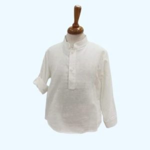 Camisa Criança Linho Gola Padre