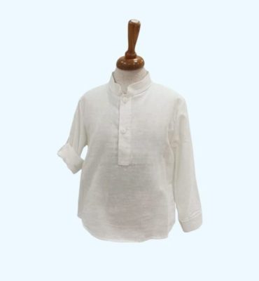 Camisa Criança Linho Gola Padre