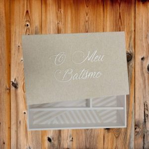 Caixa de Batismo - Bordada Bege